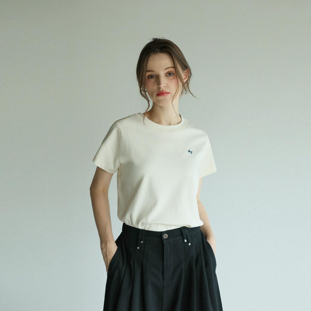 오드 커버스티치 자수 반팔탑