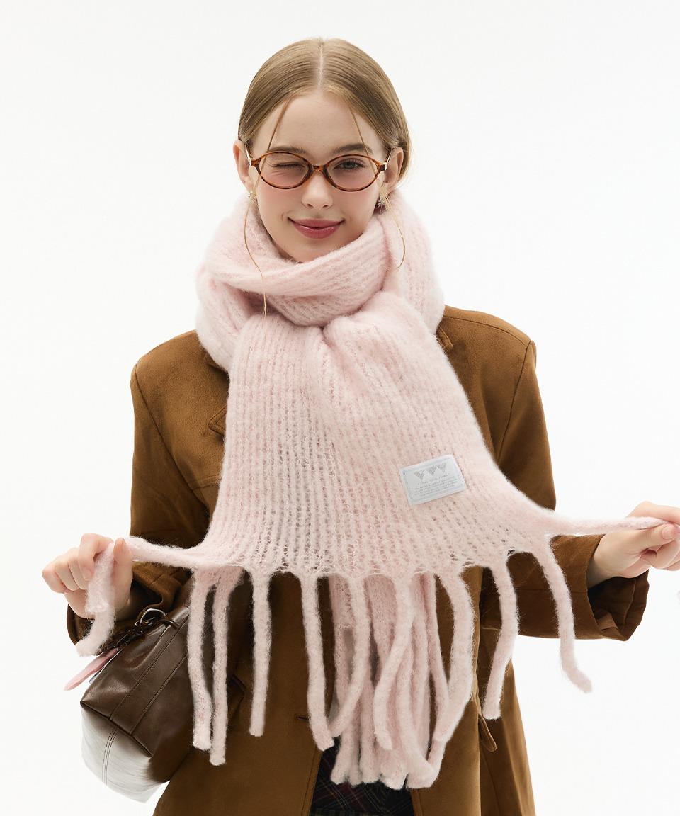 베이직 니트 빅 머플러 _ 핑크