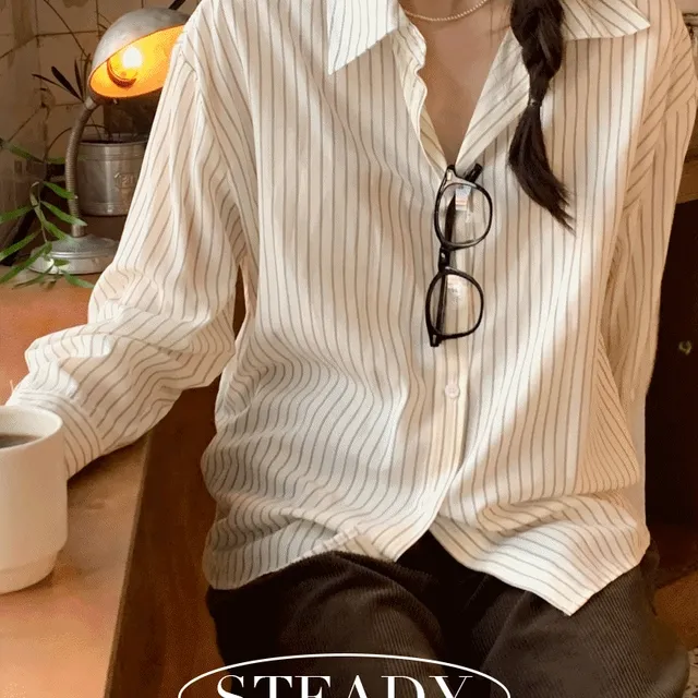 [made/드뮤어/출근룩] 모먼 스트라이프 스트라이프셔츠 셔츠