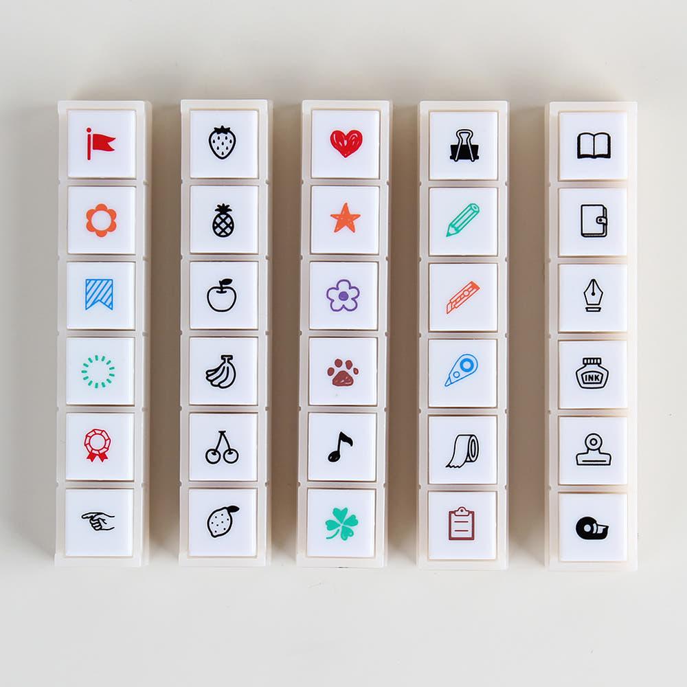 버튼식 미니 스탬프 도장 5종 다이어리꾸미기 다꾸용품