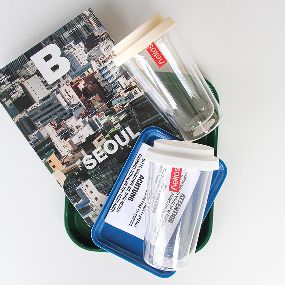 헬리오스 이중 유리 글라스 텀블러 컵 350ml 친환경 리유저블컵 다회용컵