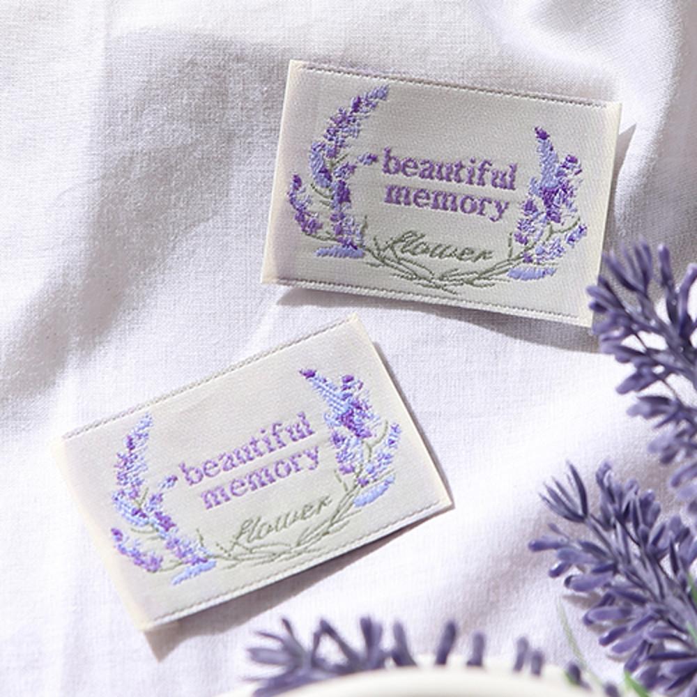 53-928 뷰티풀라일락/빈티지 자수 의류직조 꽃라벨