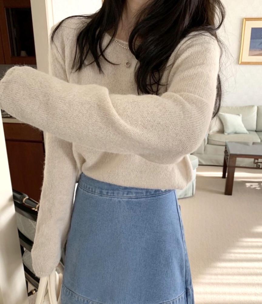 [전컬러당일]Mellou 미니멀 알파카 니트