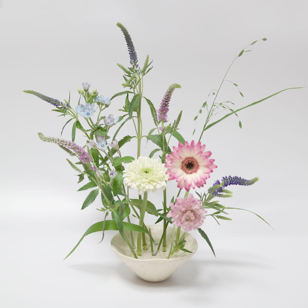 이케바나 베이지 세라믹 꽃꽂이 화병 오브제