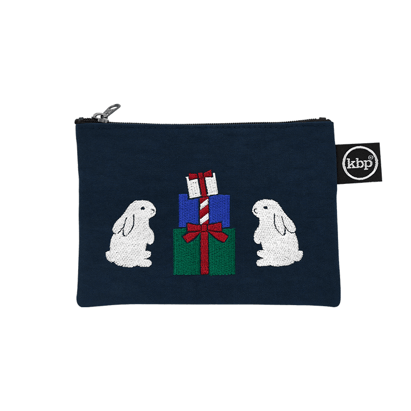 Little Bunnies with Present Embroidery Pouch 리틀 버니즈 위드 프레젠트 자수 파우치