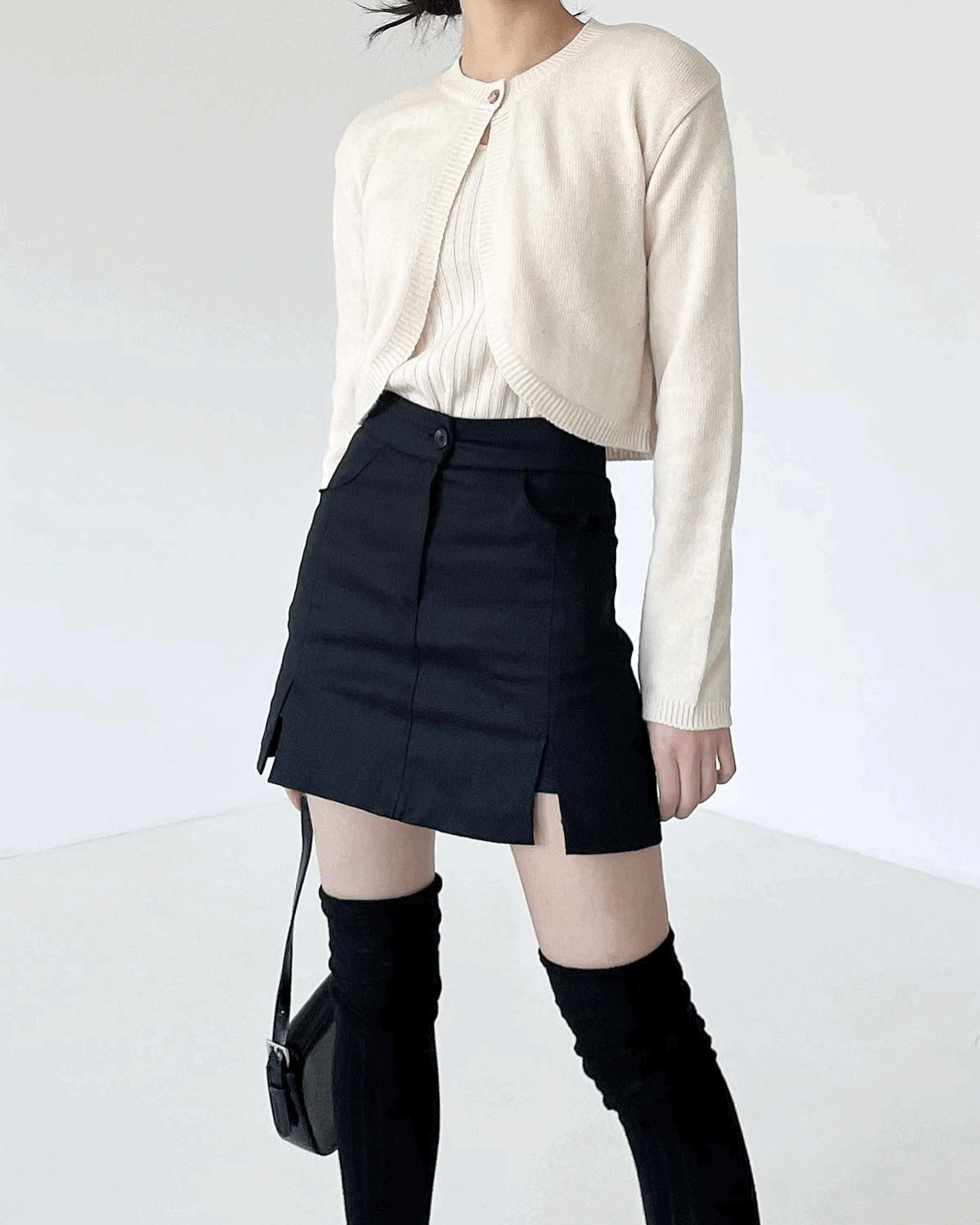 버튼 캐시미어 울 가디건 나시 set [2co]