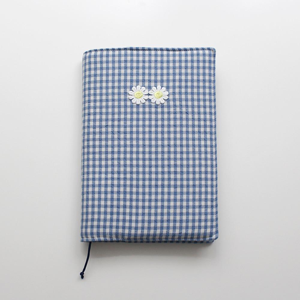 데이지 체크 패브릭 북커버