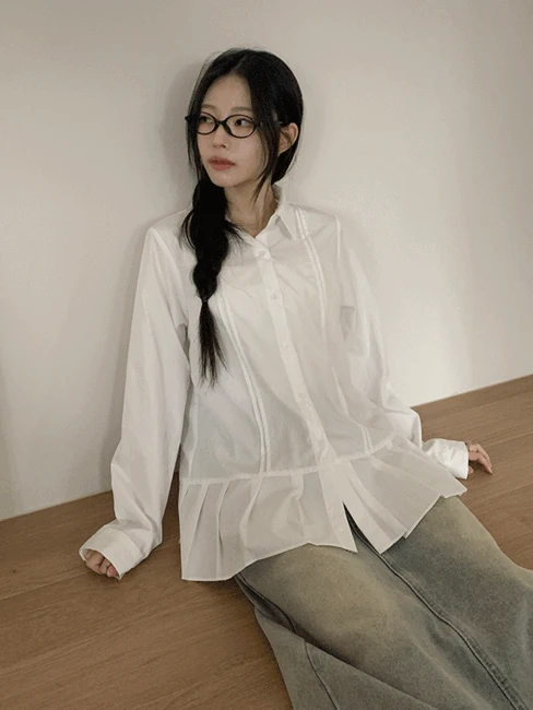 [레이어드템] 삐삐 프릴 플리츠 셔츠 3color