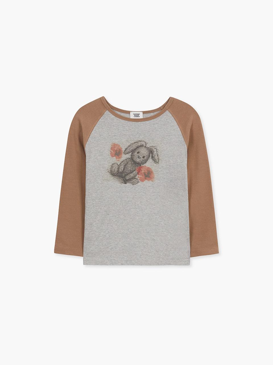 RABBIT RAGLAN T-SHIRT_grey/brown