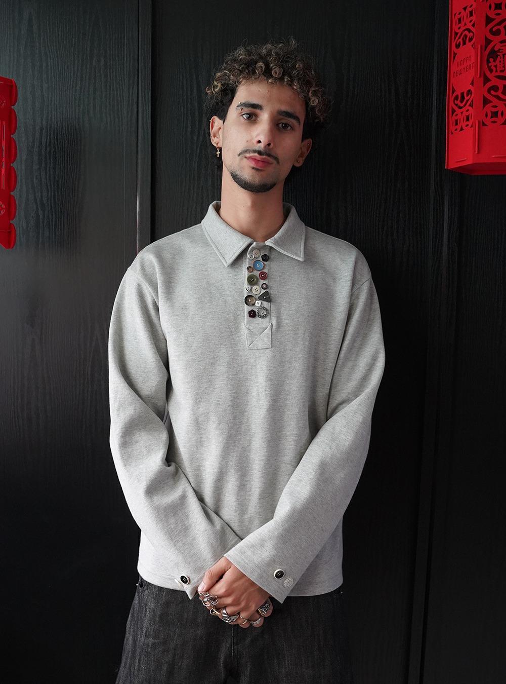 Loose Button Neck Sweat Pullover