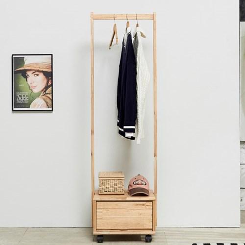 참죽 원목 미니 스텐 옷 정리함 이동식 행거 400
