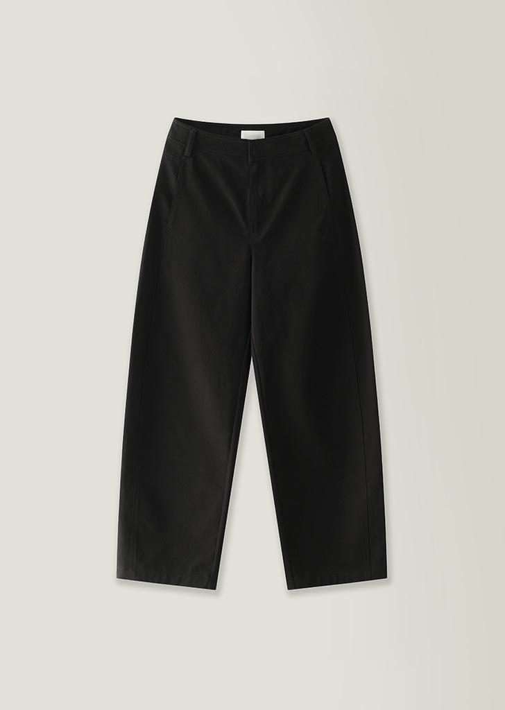 Curved cotton pants / Black
