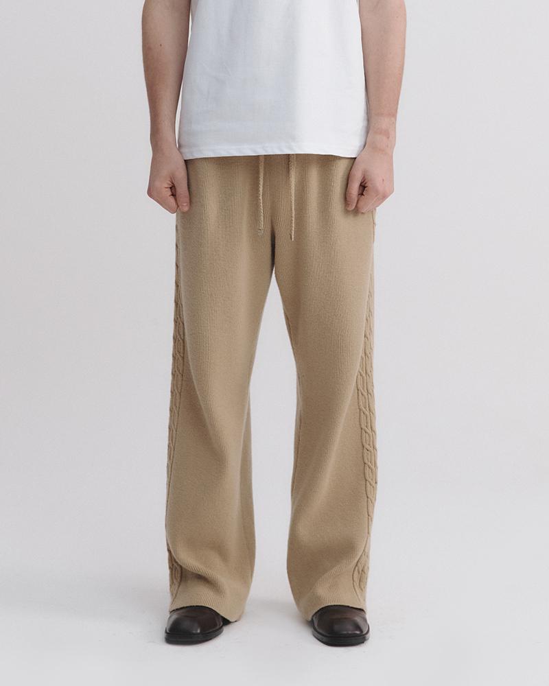 [YUNNNIE PICK] CABLE KNIT PANTS_BEIGE