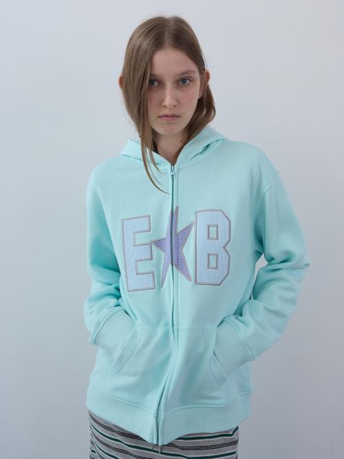 와플 패치 집업 후디 (Sky)