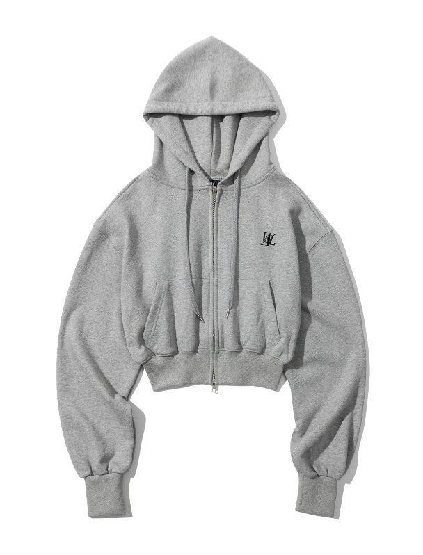 Signature crop hood zip-up - GREY