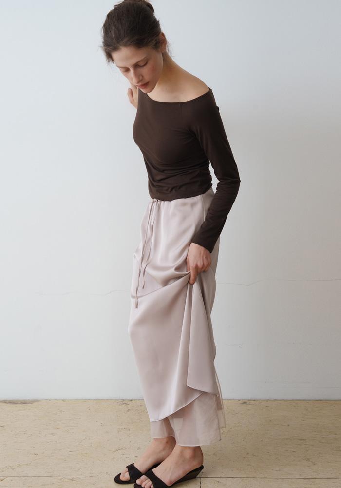 SATIN LAYER STRING SKIRT_BEIGE_OF1C2XSK01BEG