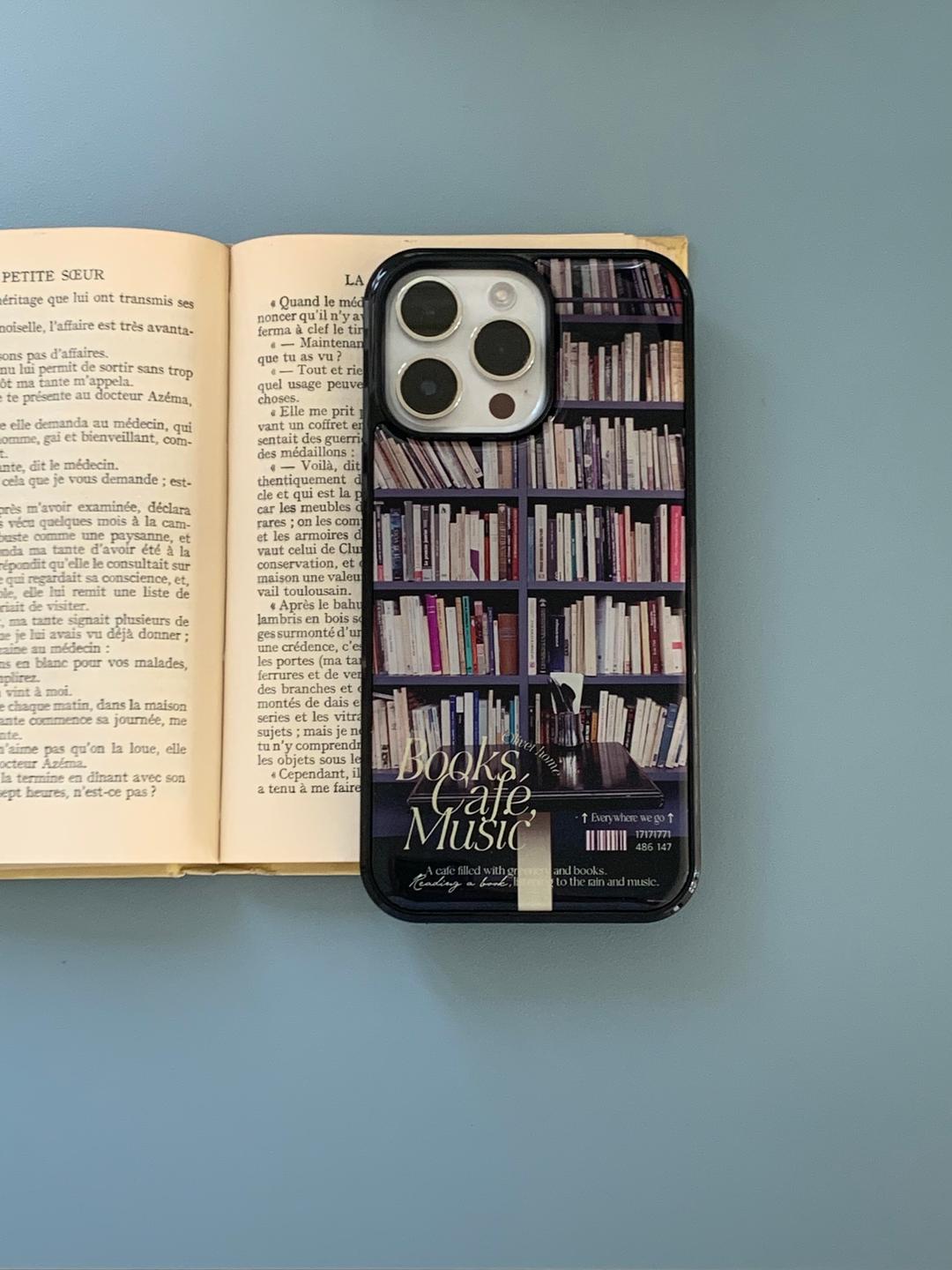 books, cafe, music case (card/ epoxy)