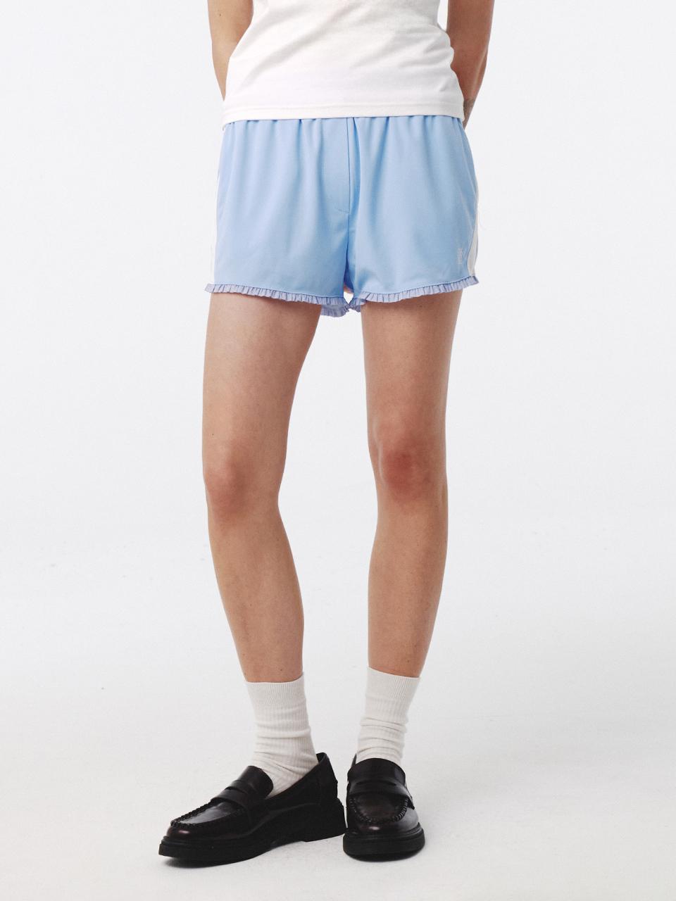 Frill Jersey Shorts Sky Blue Off-White