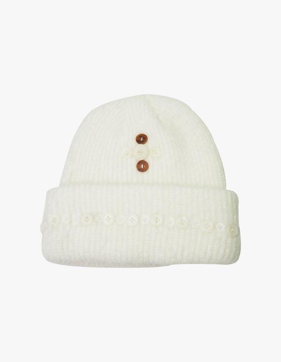 Button Beanie - White