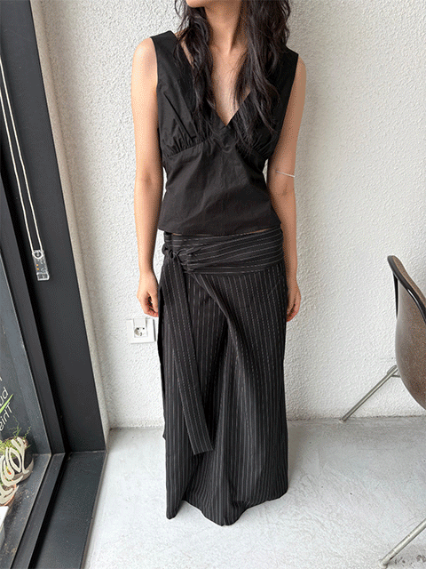리스 wrap stripe skirt (2color)