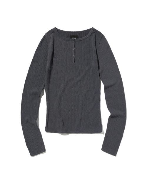 CABLE HENLEY NECK [CHARCOAL GRAY]