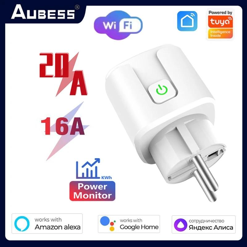 Tuay-스마트 소켓 EU 16A/20A Wifi 스마트 플러그, 전원 모니터링 스마트 라이프 앱 원격 제어 지원 구글 어시스턴트 알렉사