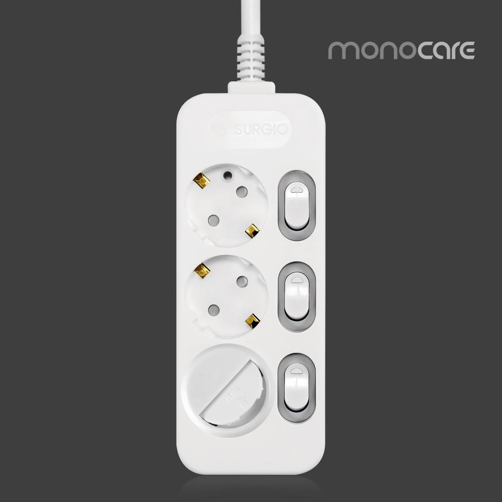 모노케어 안전 멀티탭 멀티콘센트 절전 개별 3구 1.5m
