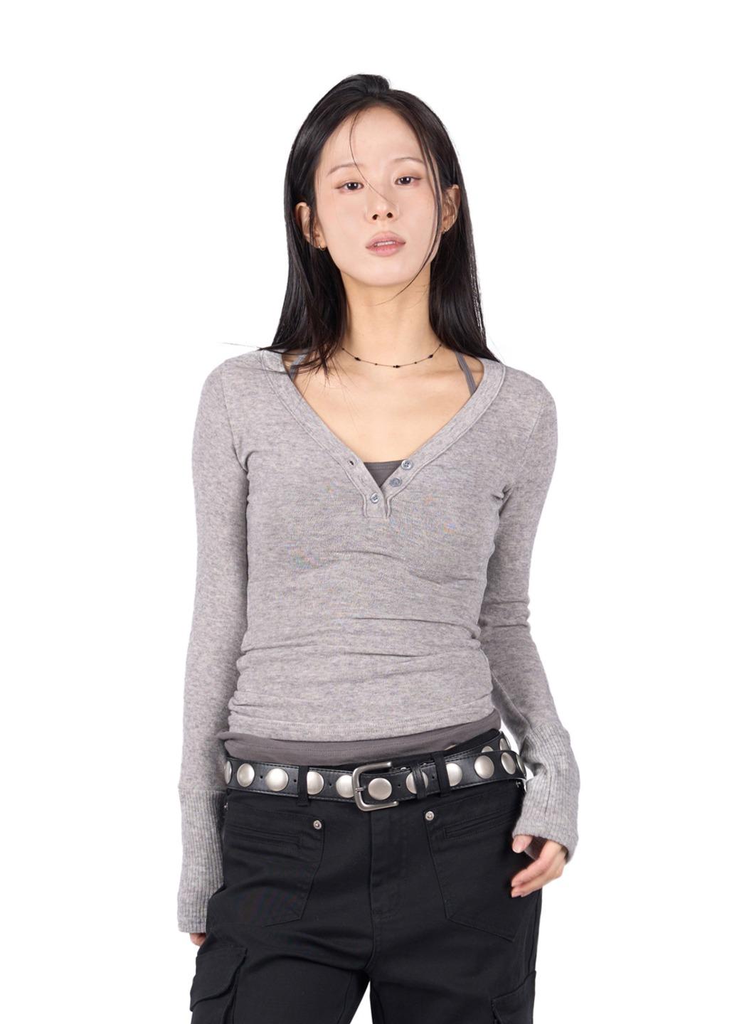 ANGORA Y NECK LONG SLEEVE