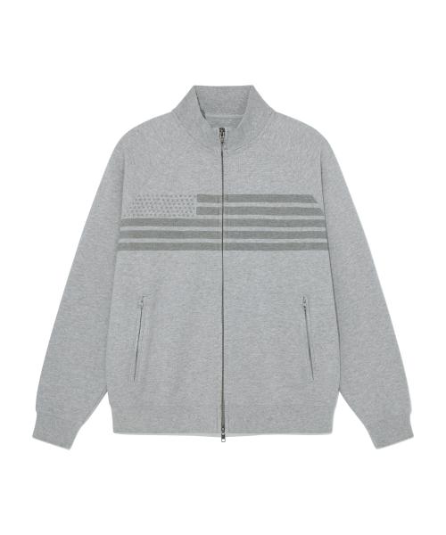 TCM flag sweat jersey zip-up (melange grey)