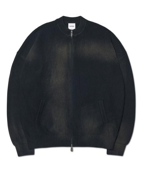 SPRAY DYEING KNIT ZIP-UP - BLACK