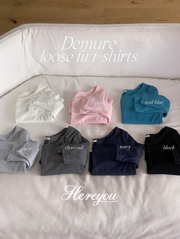 유리에 날씬핏 기본티🖤 [here you] 드뮤어 루즈핏 골지 T - 8color (봄/데일리/기본티/긴팔티/레이어드/이너티)