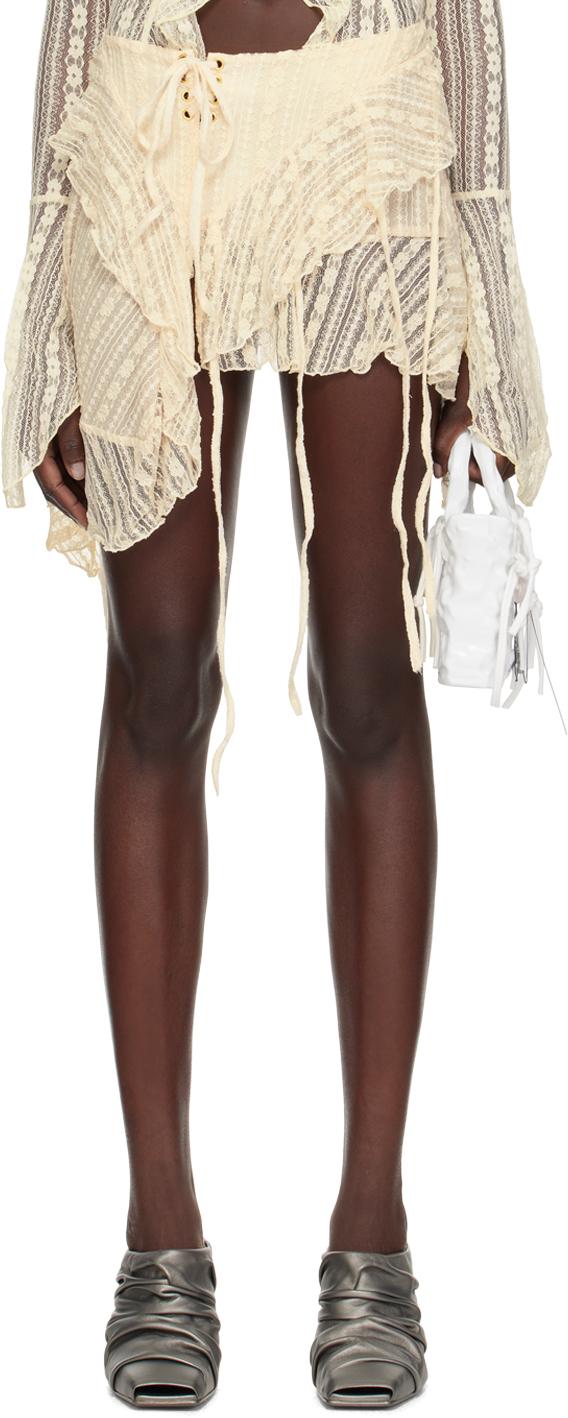 베이지 지다 미니 스커트