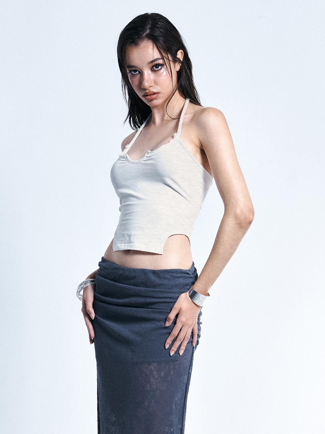 Tia Halter Sleeveless Top (Oatmeal)