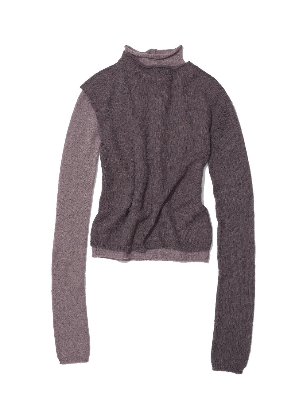 [WOMEN] DOUBLE LAYERED MOCK NECK KNIT TOP_MOCHA