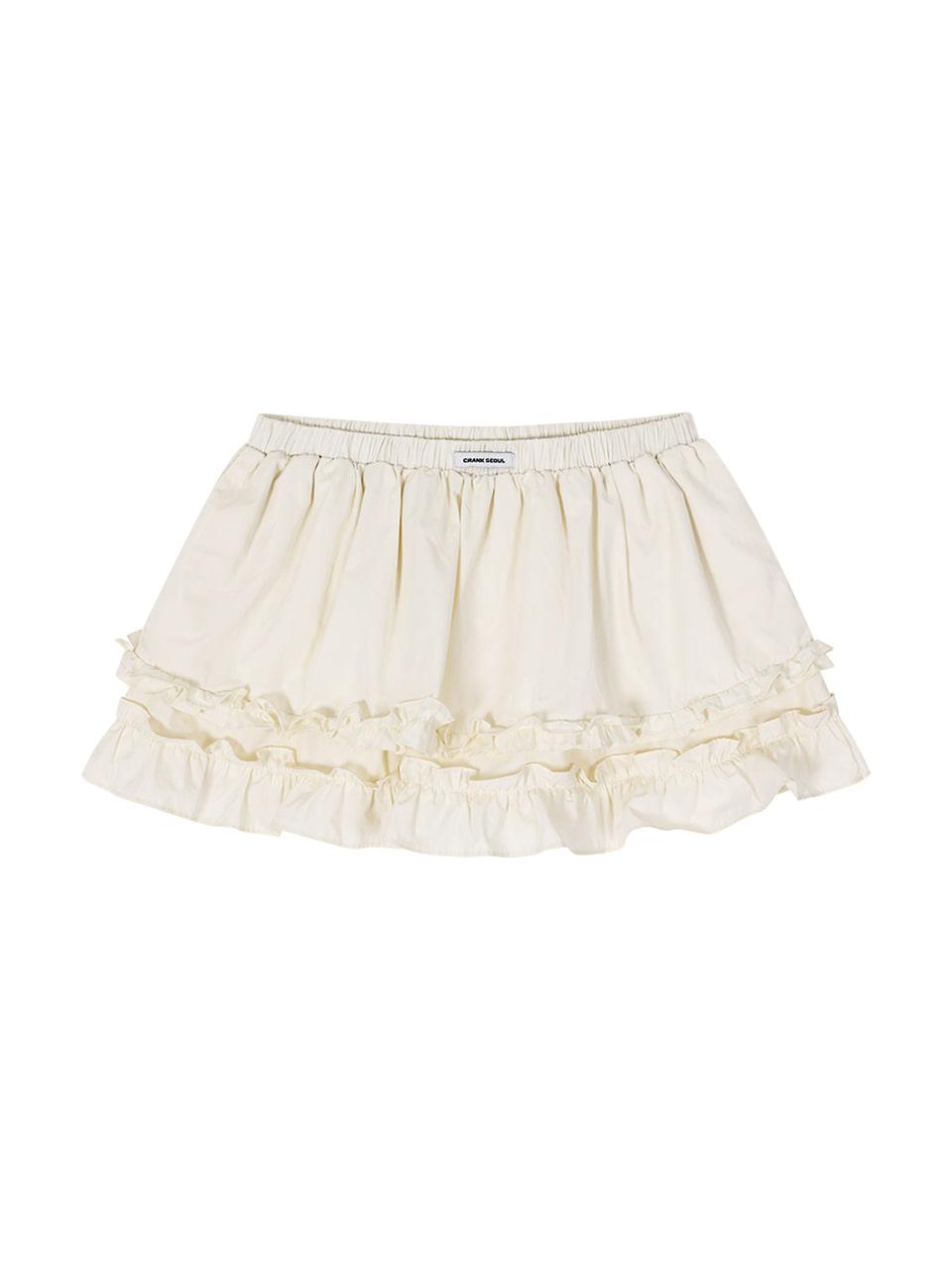 FRILL LAYERED MINI SKIRT_CREAM