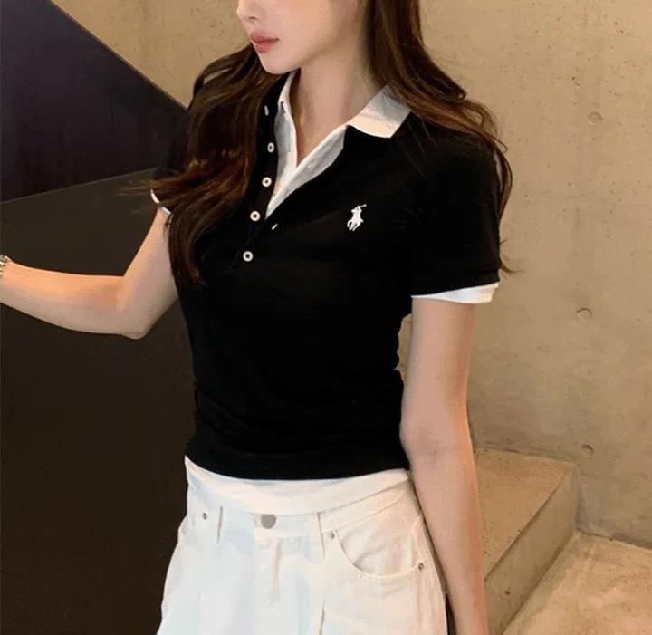 폴로 랄프로렌 여성 슬림핏 5버튼 카라 PK 티셔츠