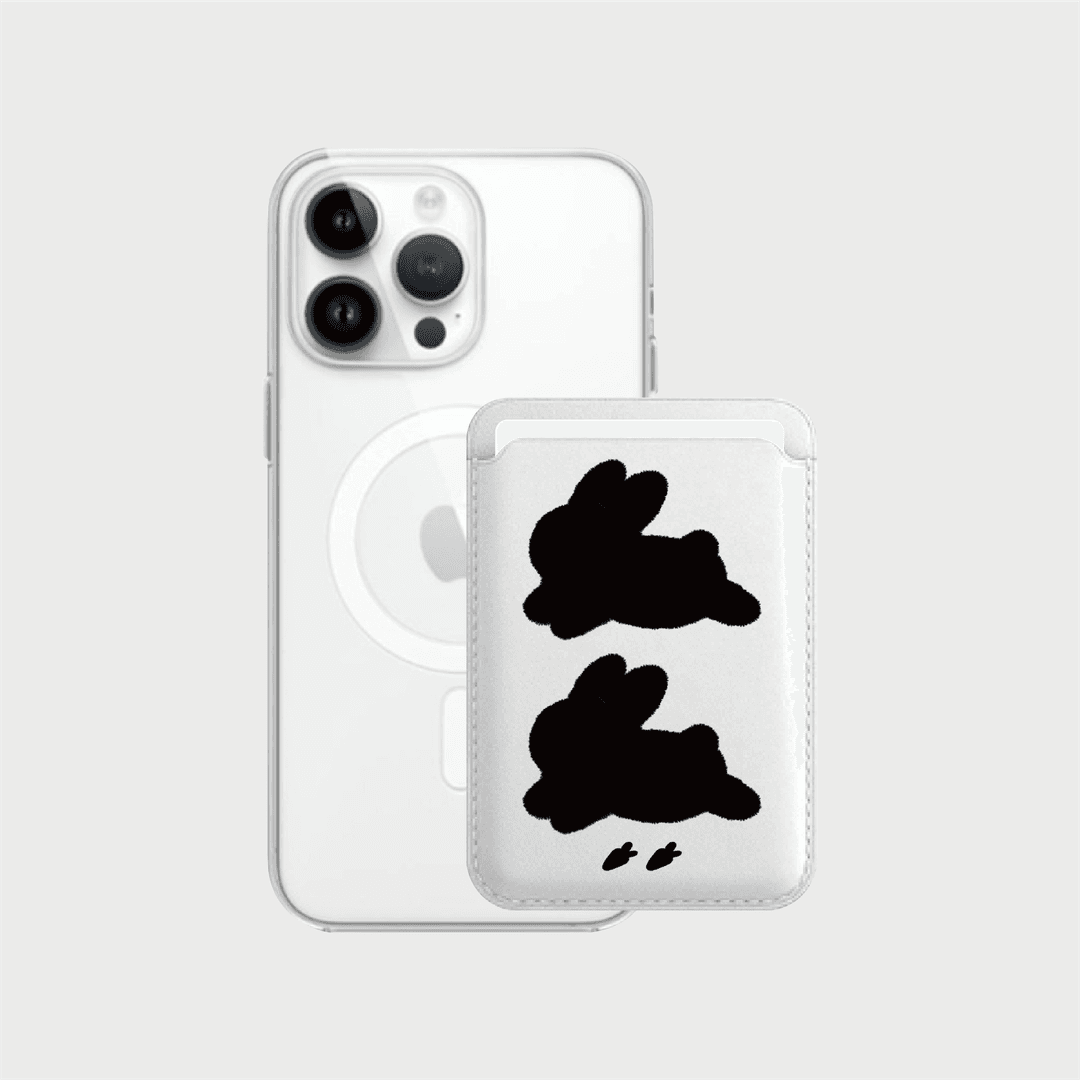 드로잉 검은토끼 [맥세이프 카드지갑 화이트 단품]