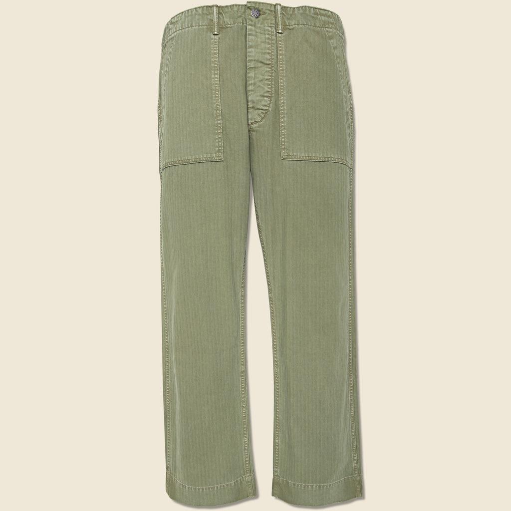 Cotton Herringbone Pant - Green