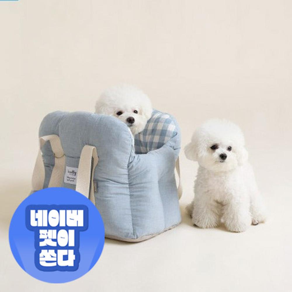 울리 코튼체크 구름 강아지 이동가방 슬링백 산책 캐리어 기내용 M
