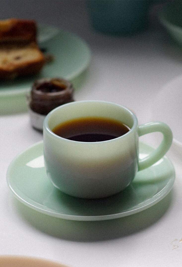 베이직 밀크글라스 세트 커피잔(OPL) 민트