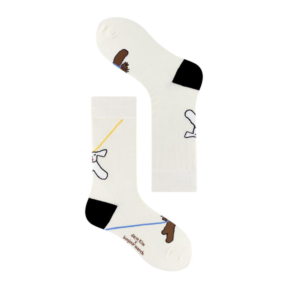 [봉주르마치 x 김다예작가 디자인양말] 산책길에 만난 강아지