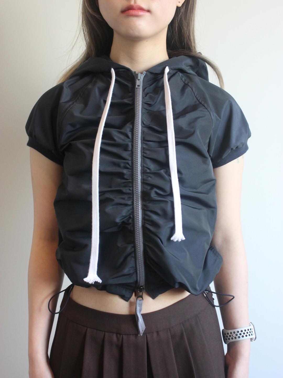 Layered windbreaker jacket, navy