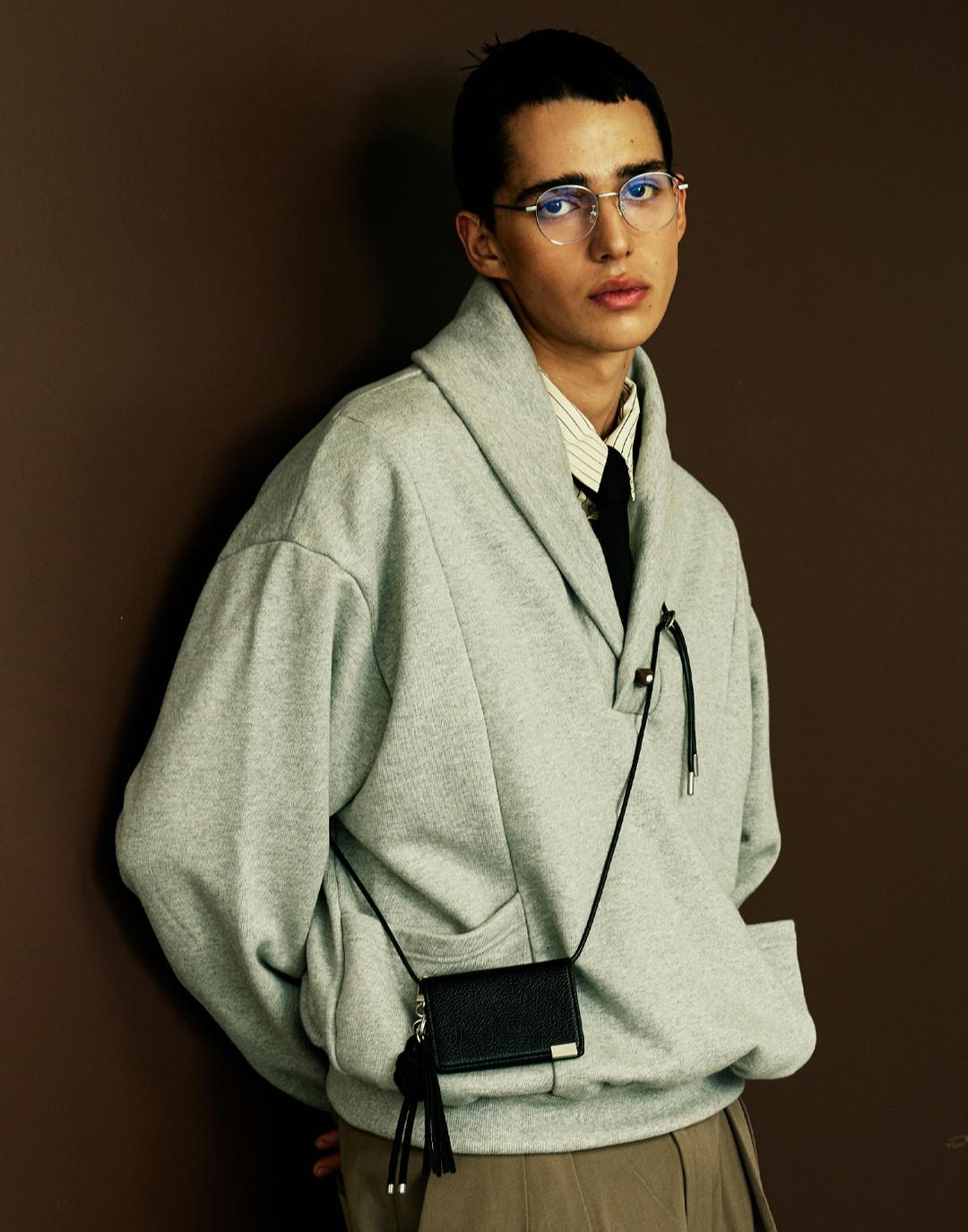 panel pocket shawl collar mtm grey