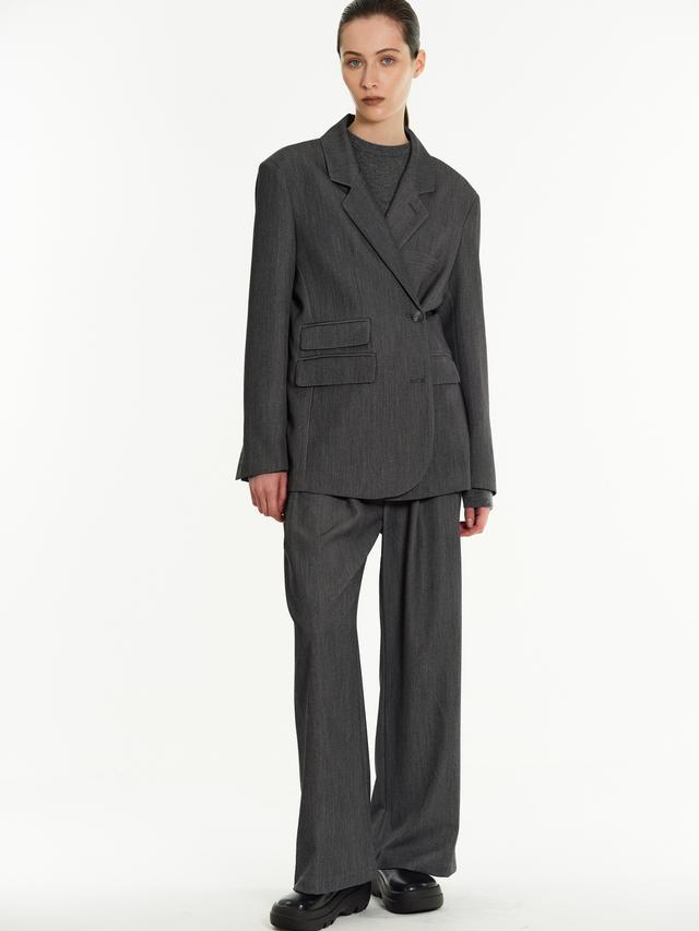 2-Way Button Blazer, Charcoal - One Size / Charcoal