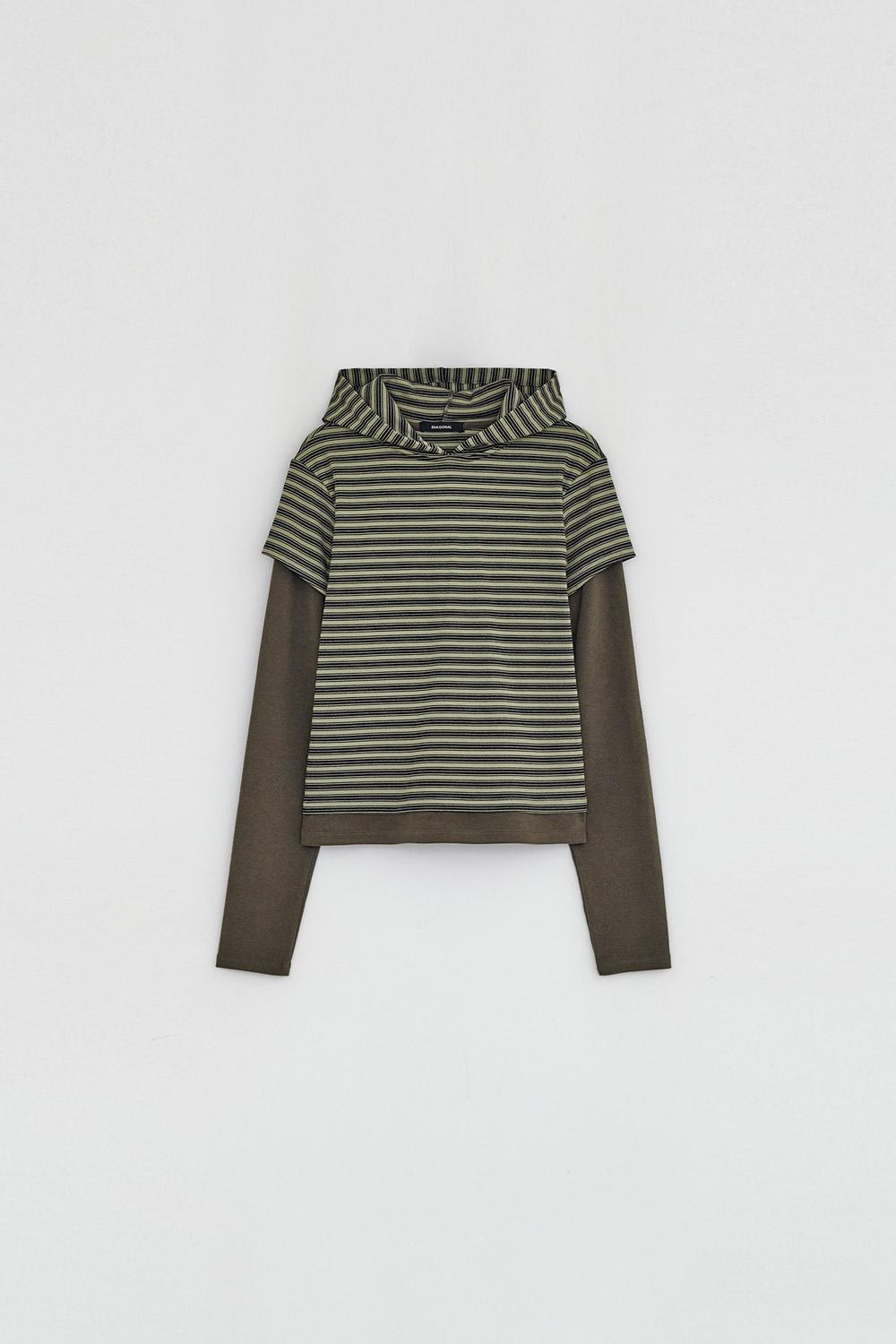 STRIPE HOODIE LAYERED TEE