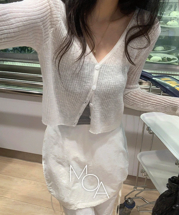 🎬[기본/물결] [장마룩☔/살안타템🌞/made] 에글 썸머 시스루 브이넥 가디건 -5color (여름가디건/데일리룩/시스루가디건/여름니트/크롭가디건)