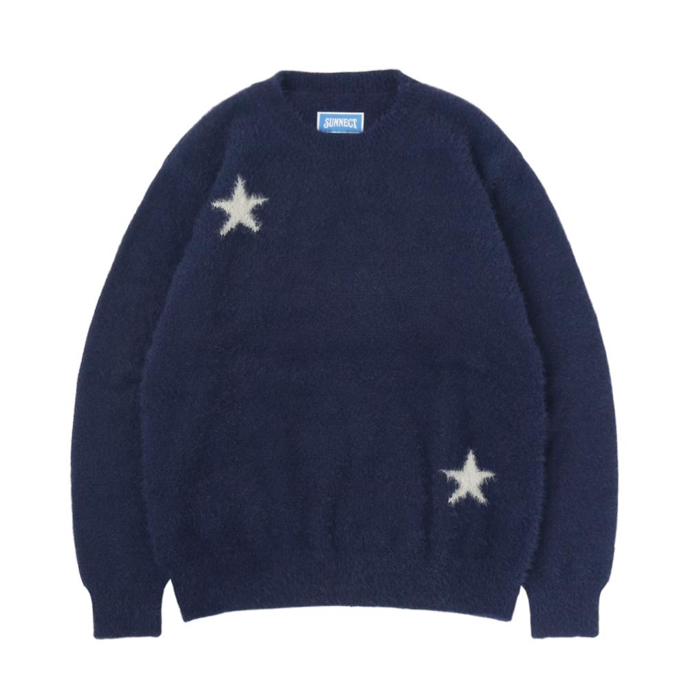 Stars Shaggy Sweater - Navy
