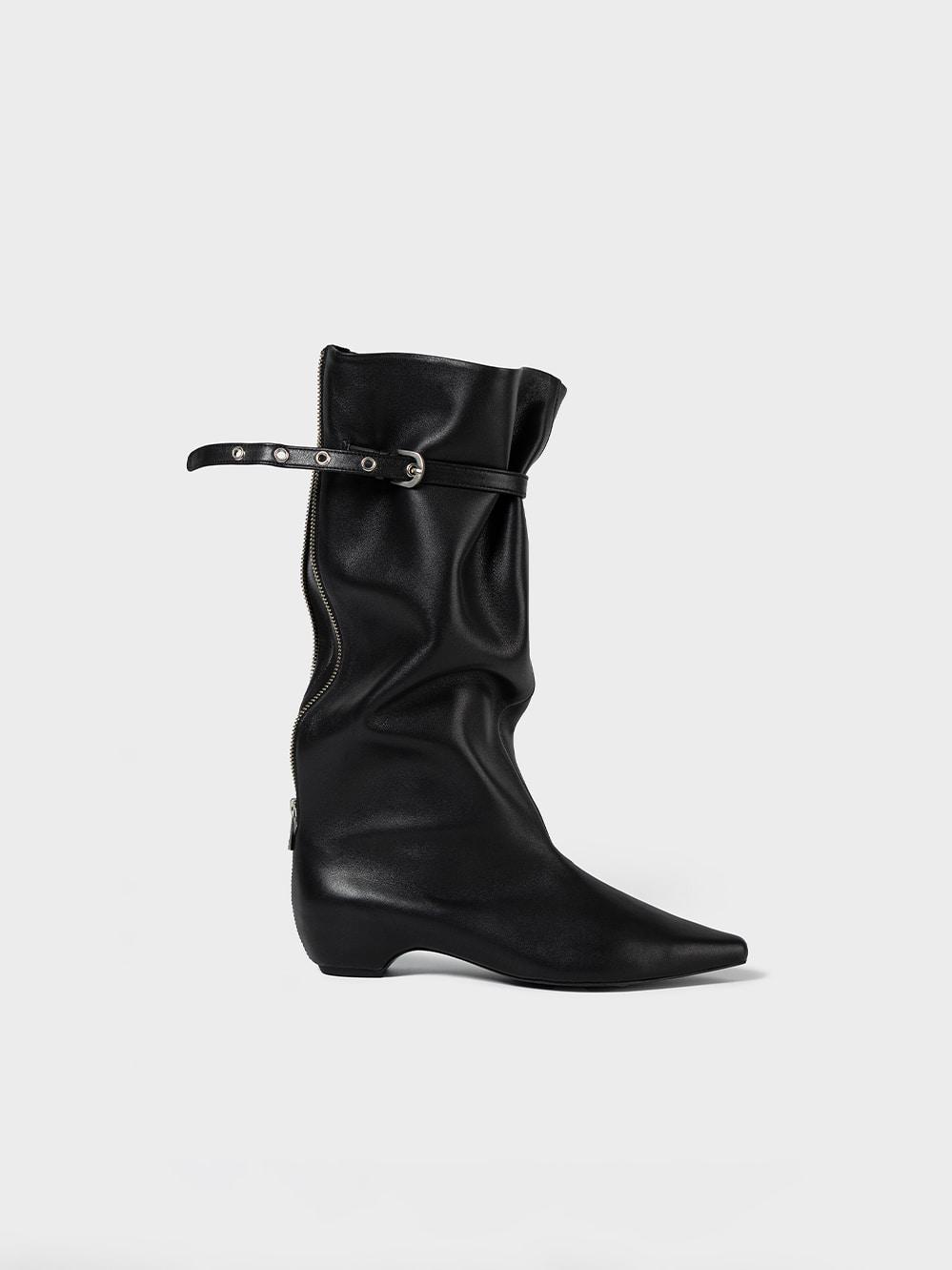 BACK-ZIPPED MIDDLE BOOTS_BLACK