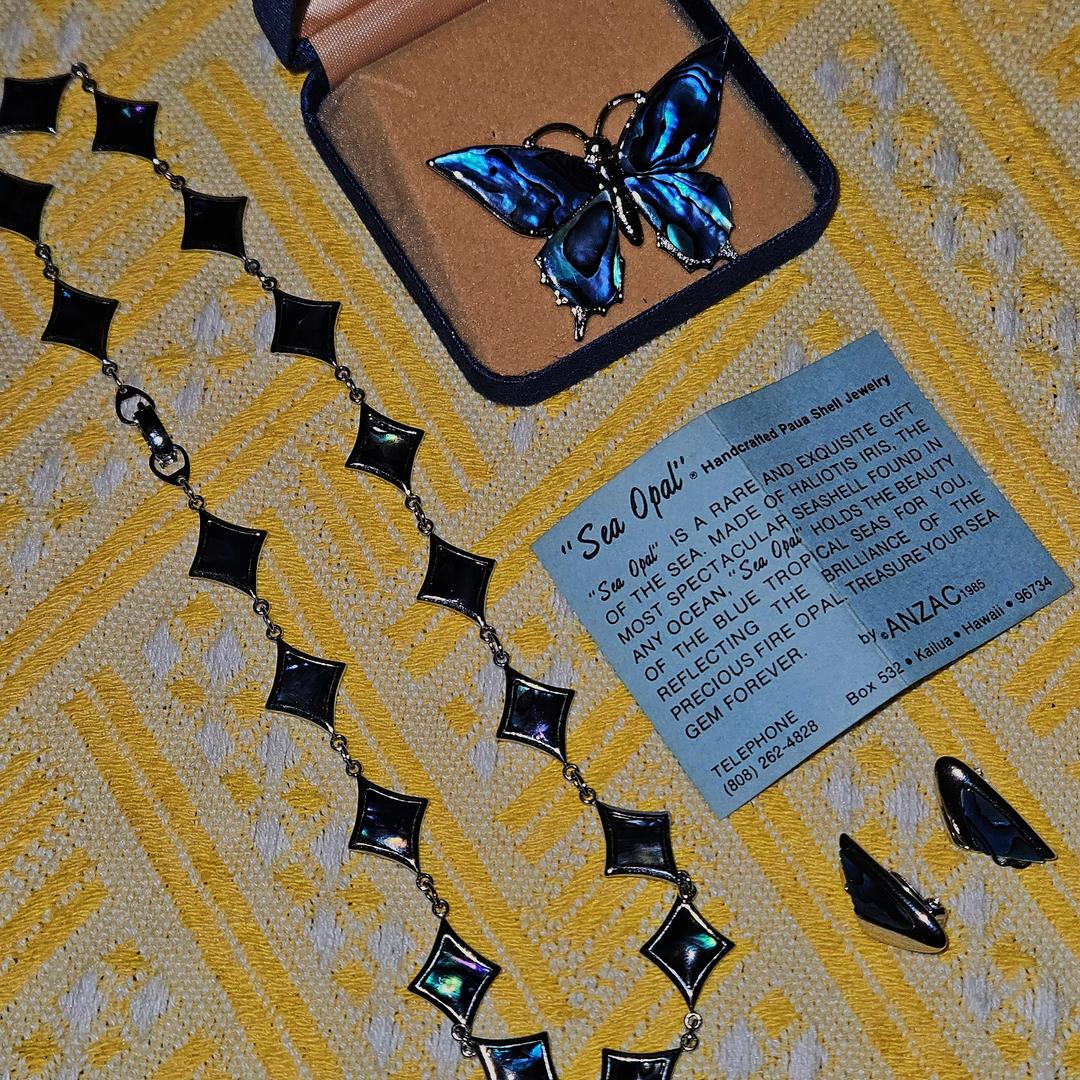 90s 파우아 자개 나비 주얼리 세트