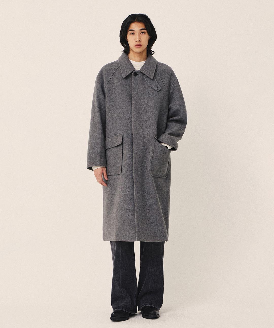 [WOOL 80] 울 세미오버핏 발마칸 코트_그레이